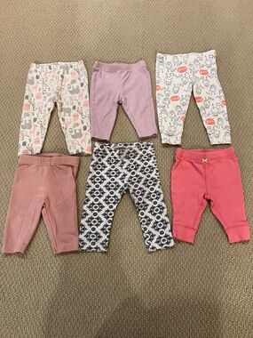 Baby Girl Leggings Bundle 3-6 Months 6pc Carter’s Pants Bottoms Set